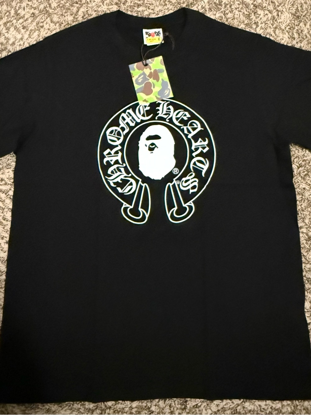 Mens black chrome hearts bape t-shirt